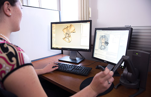 Northeast Indiana’s medical device industry is high-tech, requiring precision design and manufacturing with CAD software to showcase hip replacement designs. Organizations like OrthoWorx work collaboratively with industry employers to strengthen the industry through programs that support industry and talent development.
Source: Courtesy of OrthoWorx