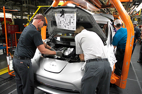 Employees at Nissan Smyrna manufacture the all-electric Nissan Leaf.
