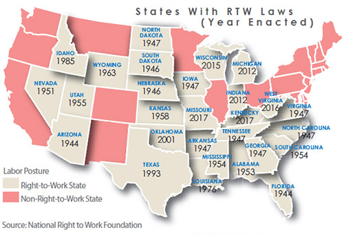 Right To Work States 2021 Map Annmarie Holly