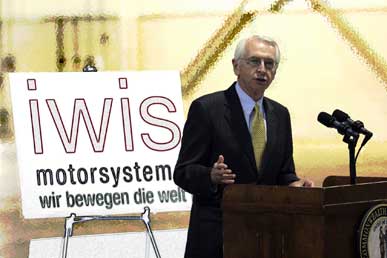 Kentucky Govenor Steve Beshear speaks at the announcement of iwis's new plant.