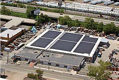 Federal and state funding helped Extech Building Materials install this solar roof array at its Newark, New Jersey, facility.