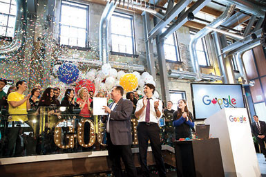 Prime Minister Justin Trudeau helps to open the Google offices in
the Waterloo region.
