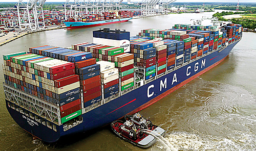 In 2020 the Port of Savannah added three new ship-to-shore cranes at its Garden City Terminal, giving it a total of 34,
and the capacity to serve 15,000-plus TEU vessels more efficiently.