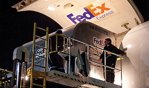 The FedEx global hub in Memphis